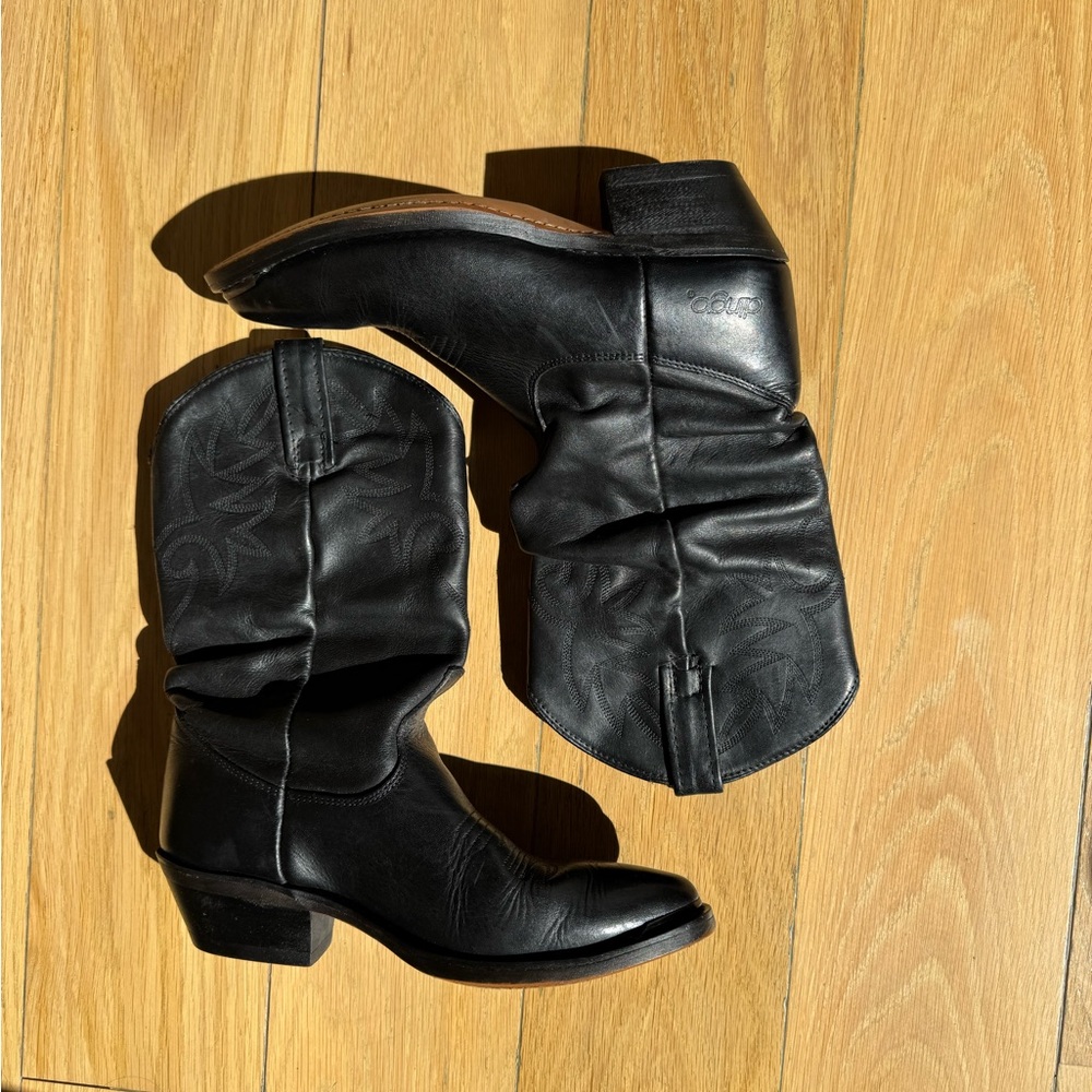 Black Leather Cowboy Boots